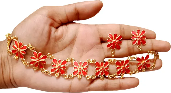 Assamese_Traditional_Gold_Plated_Red_Colour_Golpata_Necklace_Jewellery_Set_For_Women